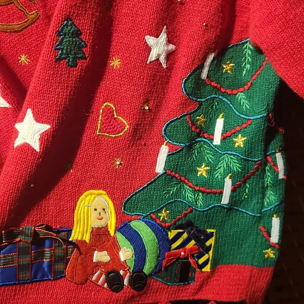 Designers Originals Studio, Vintage Holiday, Christmas, Colorful, Embroided Top